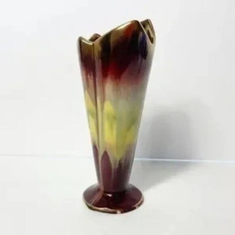 Vintage Bay Keramik Pottery Drip Glaze Vase Multicolor 9" H Germany Collectible